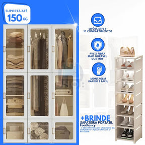 Closet Dobrável Inteligente + Brinde Sapateira - Famoso no Pinterest